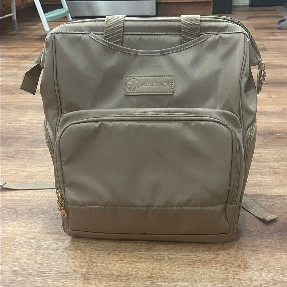 Sarah Wells Taupe Baby Backpack Diaper Bag